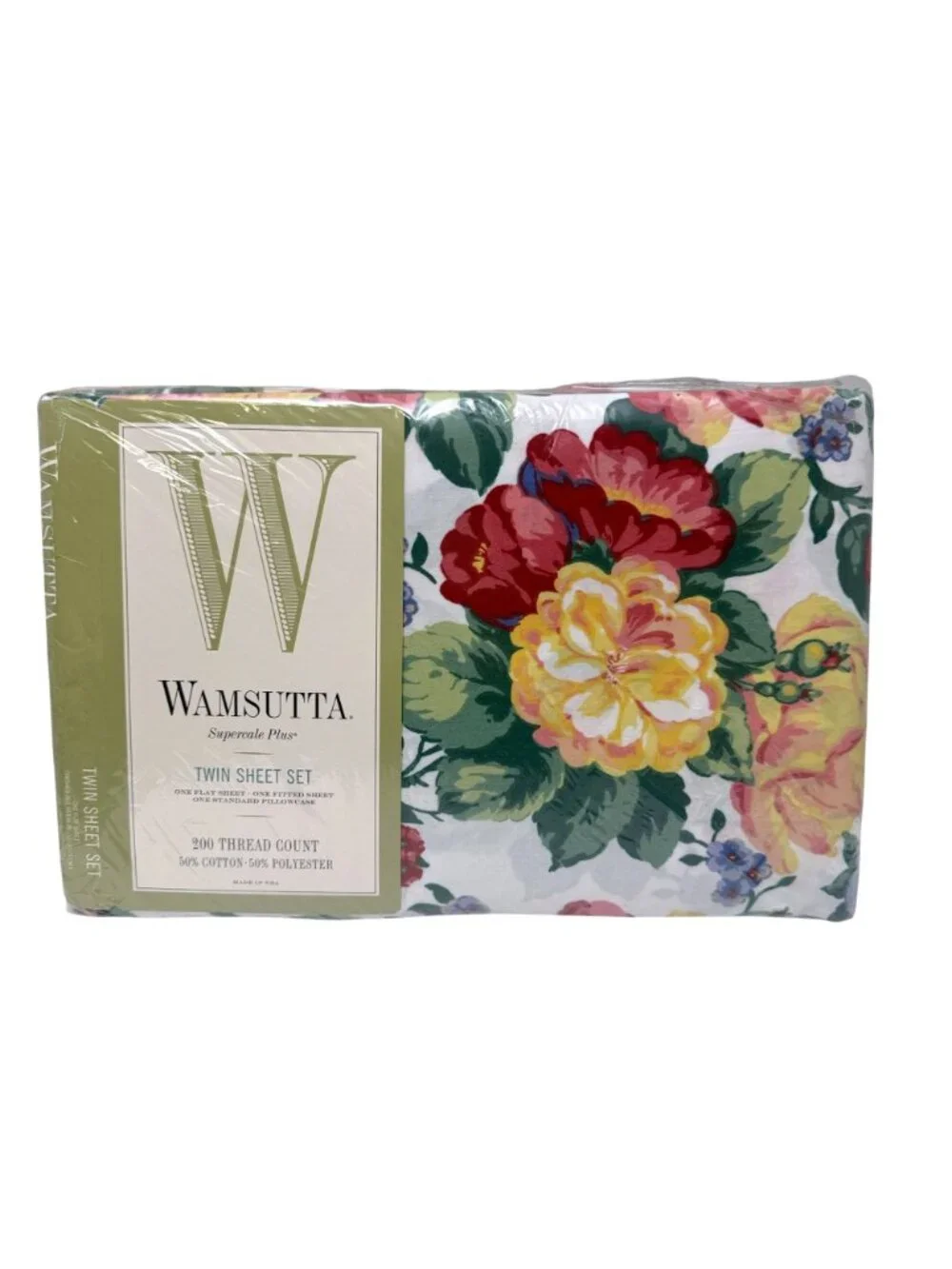 Wamsutta Twin Bed Sheet Set 3 pc Cottage Floral Cotton Blend Percale NEW